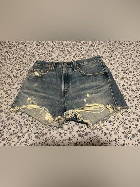 Levi's Distressed Light Blue Denim Cutoff Shorts Vintage